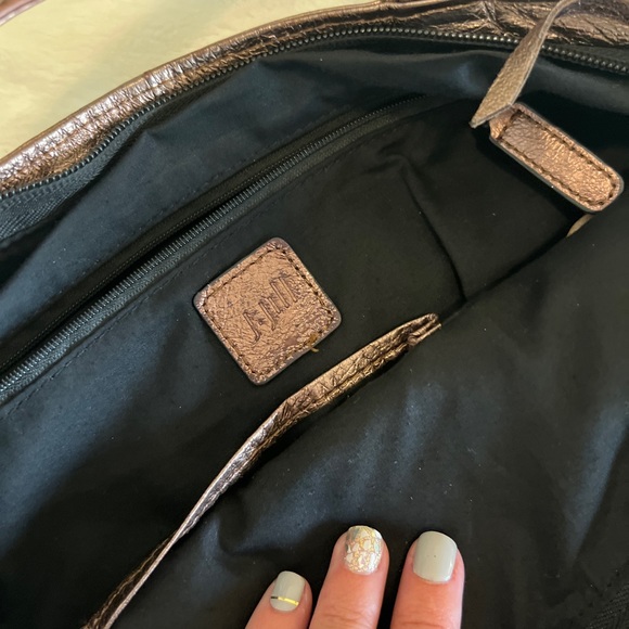 J Jill Pearlized Metallic Bronze Leather Tote Bag - Picture 8 of 8